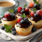 Miniature versions of boston cream cupcakes recipe displayed on a tray