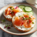 Finished protein Cottage Cheese Bagels and Filling with salmon