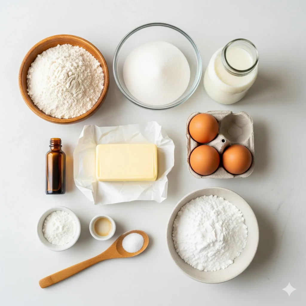 Birthday Cake: Top 6 Toppings Everyone Loves 3 Assorted cake baking ingredients on a white surface