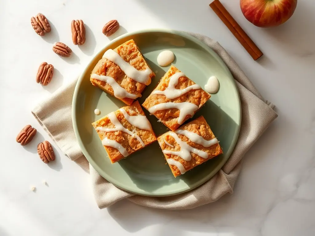 Delicious brown butter apple blondies with glaze for dessert