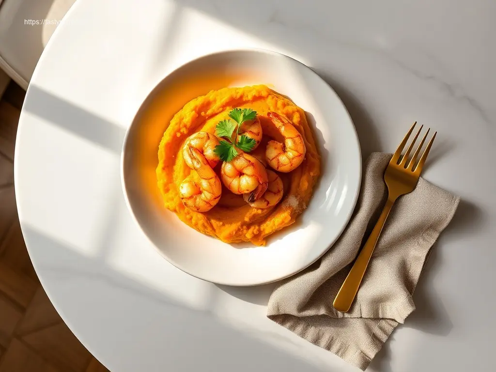 Delicious Cajun Shrimp with Sweet Potato Mash