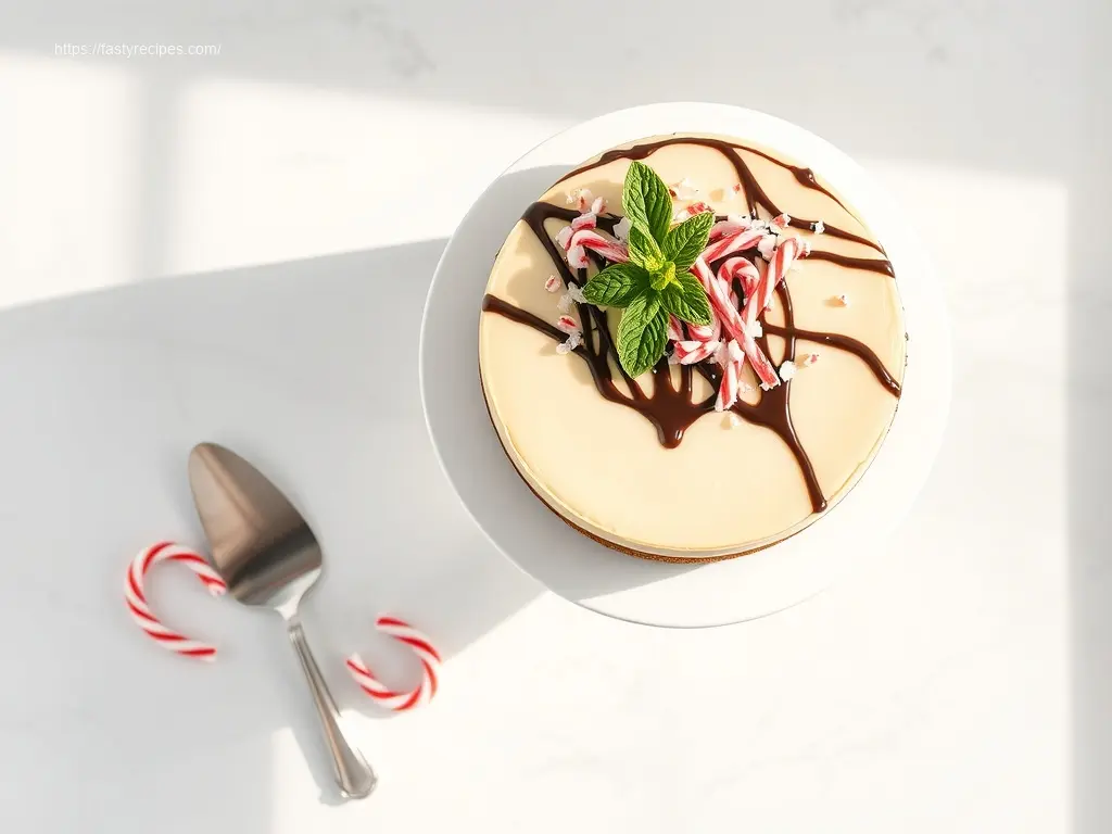 Delicious Candy Cane Cheesecake with Chocolate Ganache