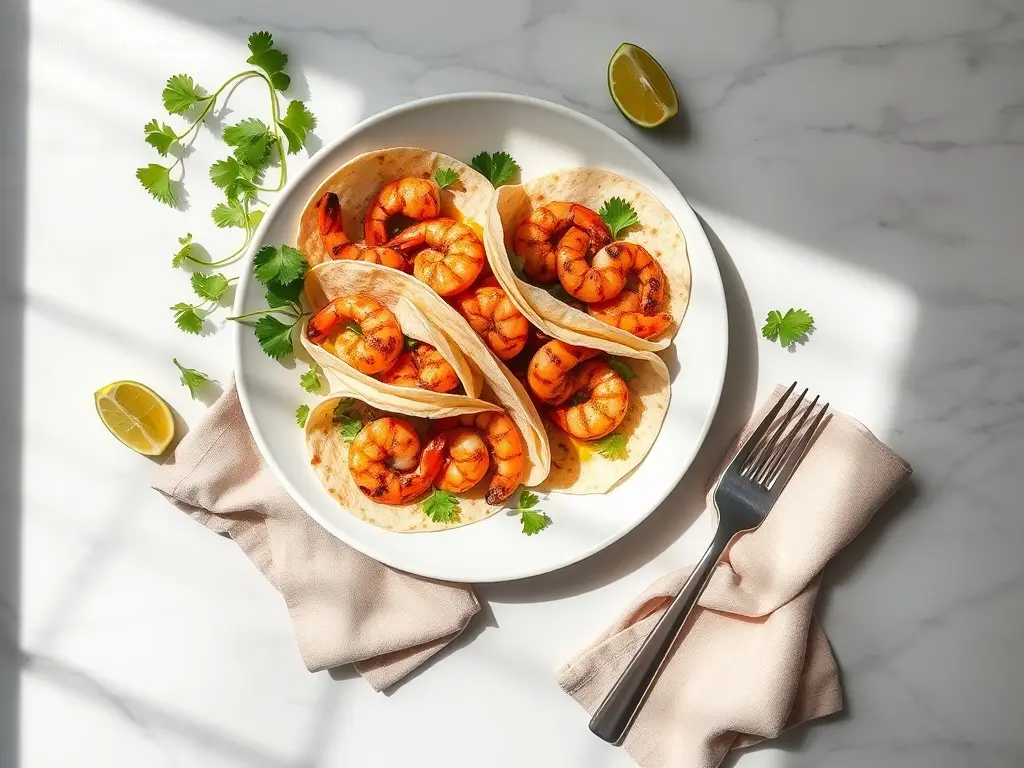 Delicious Caribbean Jerk Grilled Shrimp Wraps ready to eat