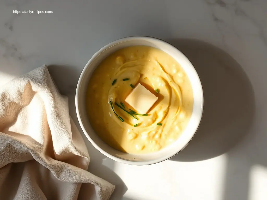 Classic homestyle creamed corn in a white bowl