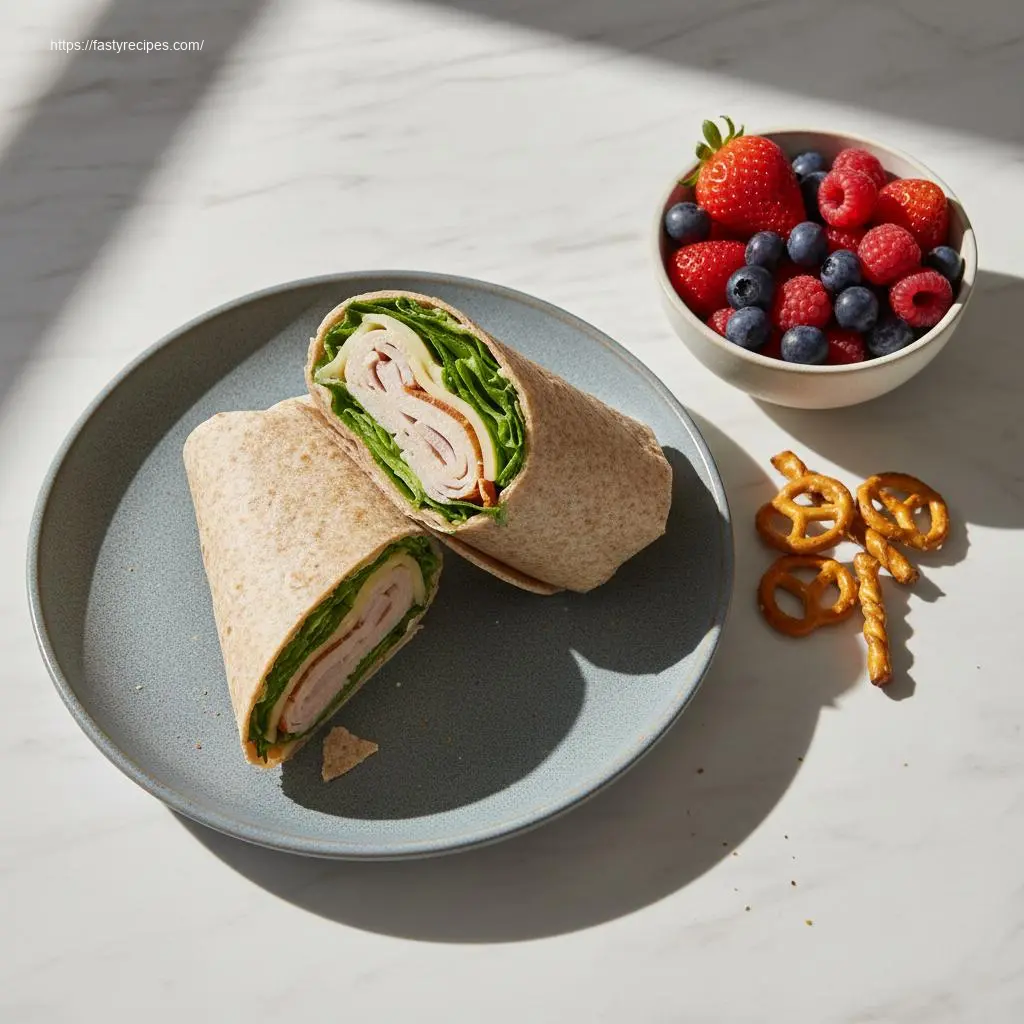 School Lunch Ideas: How to Pack 8 Healthy Lunches 3 Hearty turkey wrap with berries, perfect for school lunch