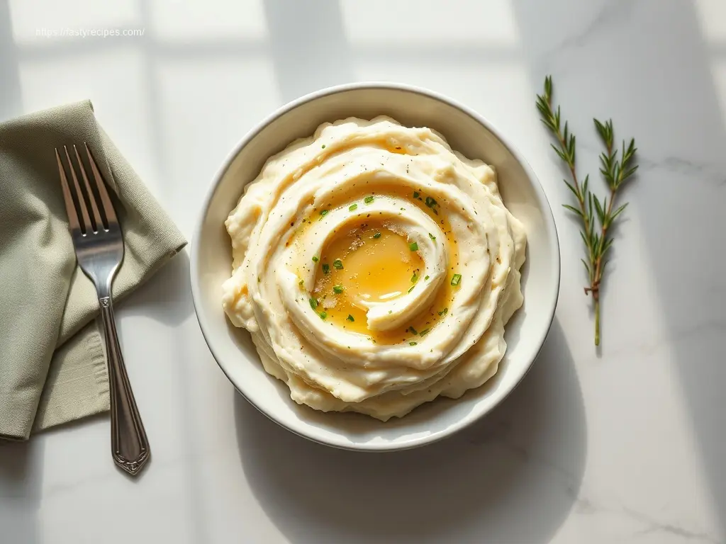 Healthy Garlic Cauliflower Mashed Potatoes: 10 Reasons to Try 2 Healthy garlic cauliflower mashed potatoes in a white bowl