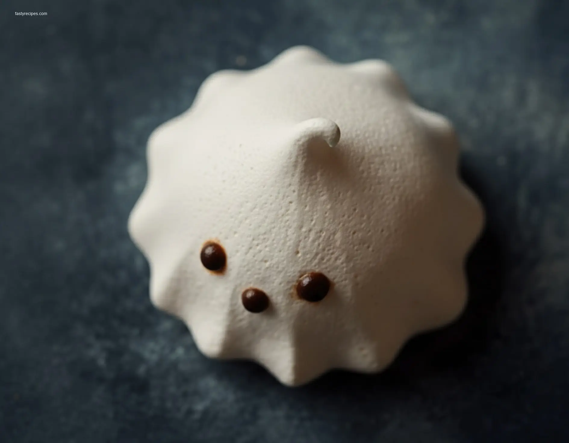 Pile of ghost meringues and pumpkin cookies on a board