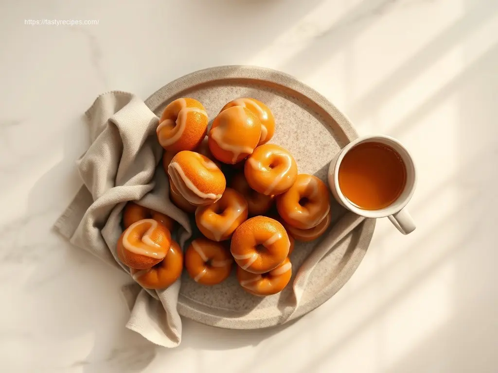 Delicious Glazed Pumpkin Donut Holes on a platter