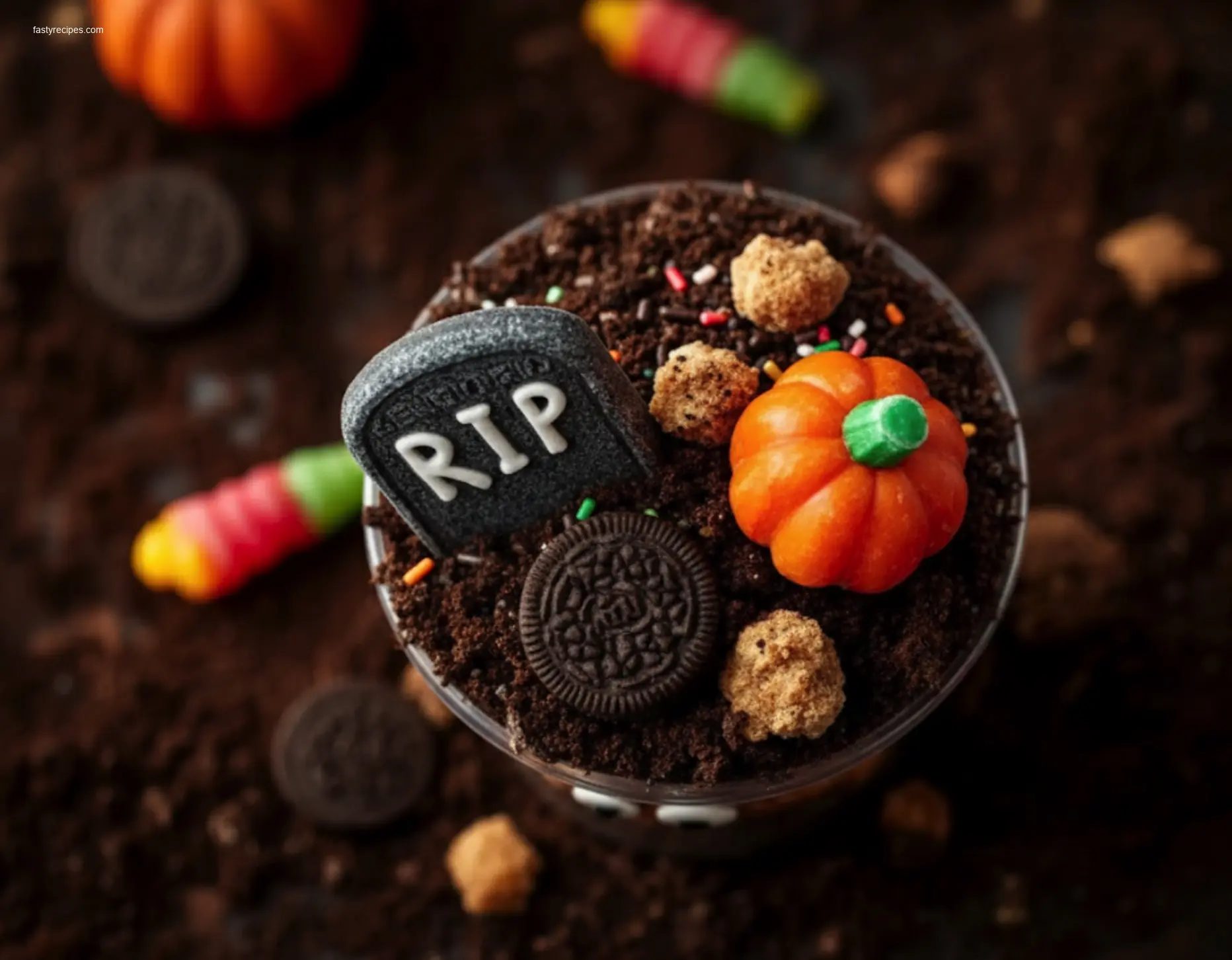 Graveyard Pudding Cookie Cup at 45 degree angle