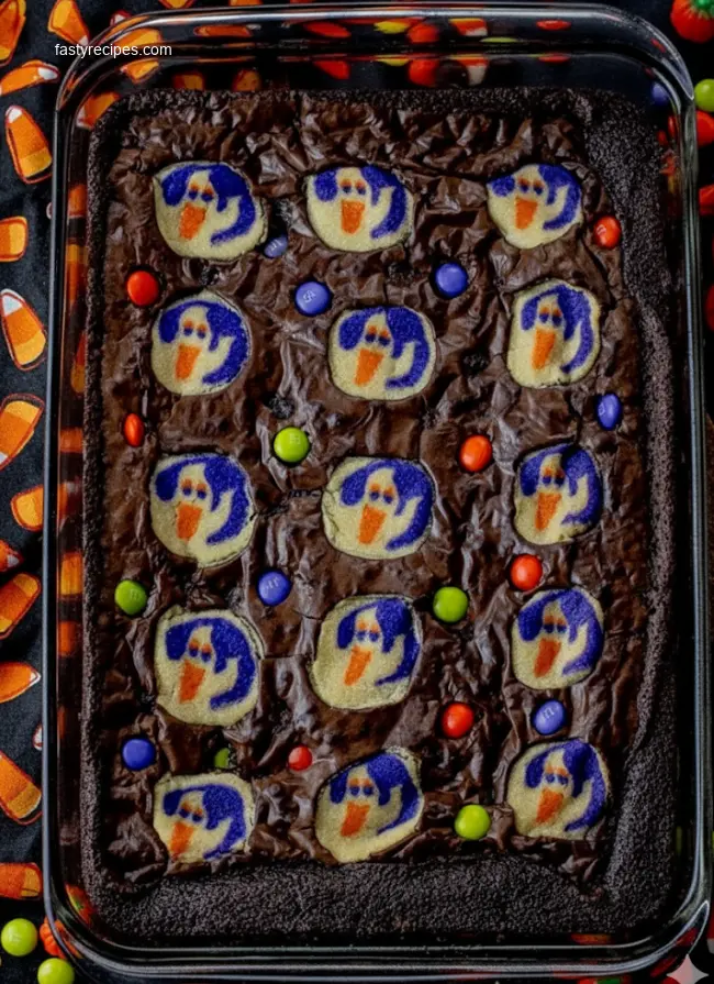 Delicious Halloween Brookies on a white marble table