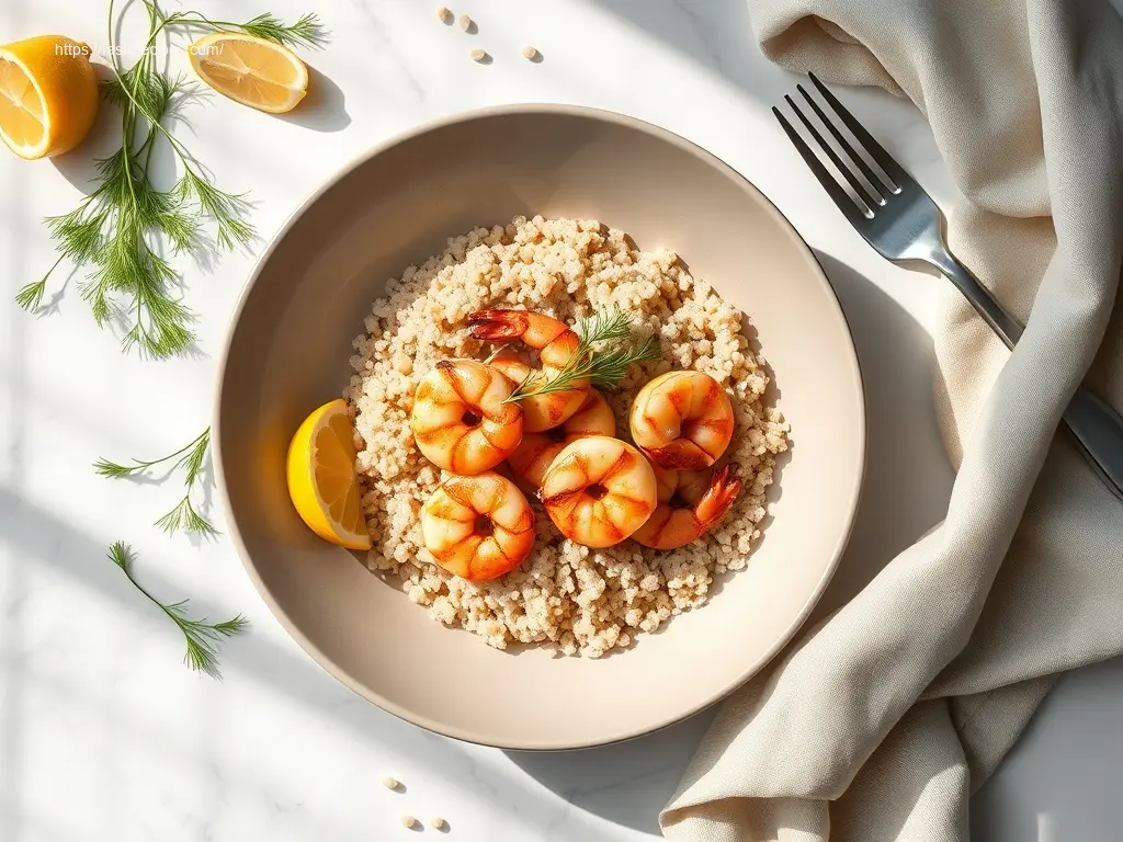 Lemon Dill Grilled Shrimp with Quinoa a healthy seafood dish