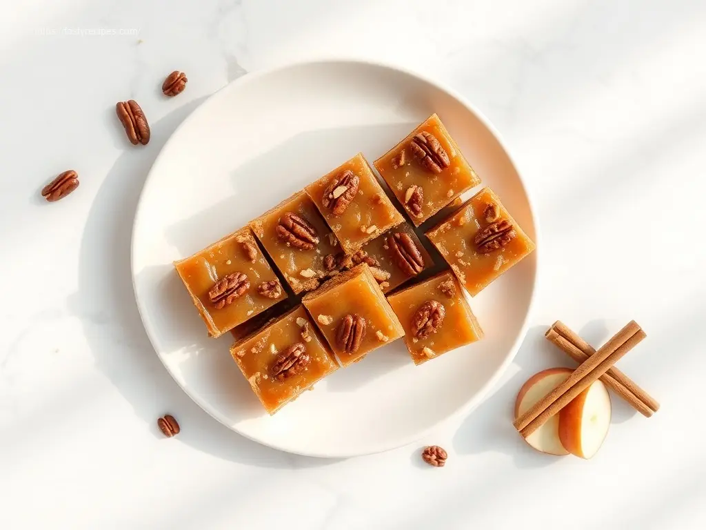 Maple Pecan Apple Bars: Why They're 1 Must-Try Dessert 2 Delicious Maple Pecan Apple Bars on a white ceramic platter