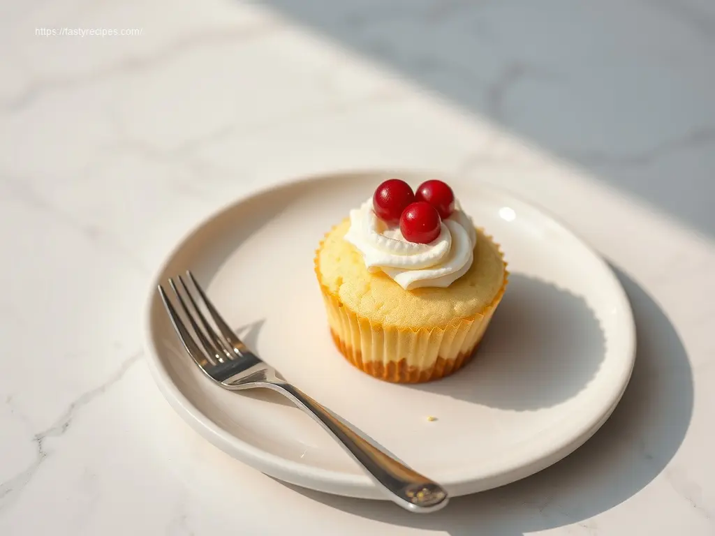 Mini Christmas Cheesecake Cupcakes: 9 Quick Decor Ideas 1 Delicious Mini Christmas Cheesecake Cupcakes on a marble table