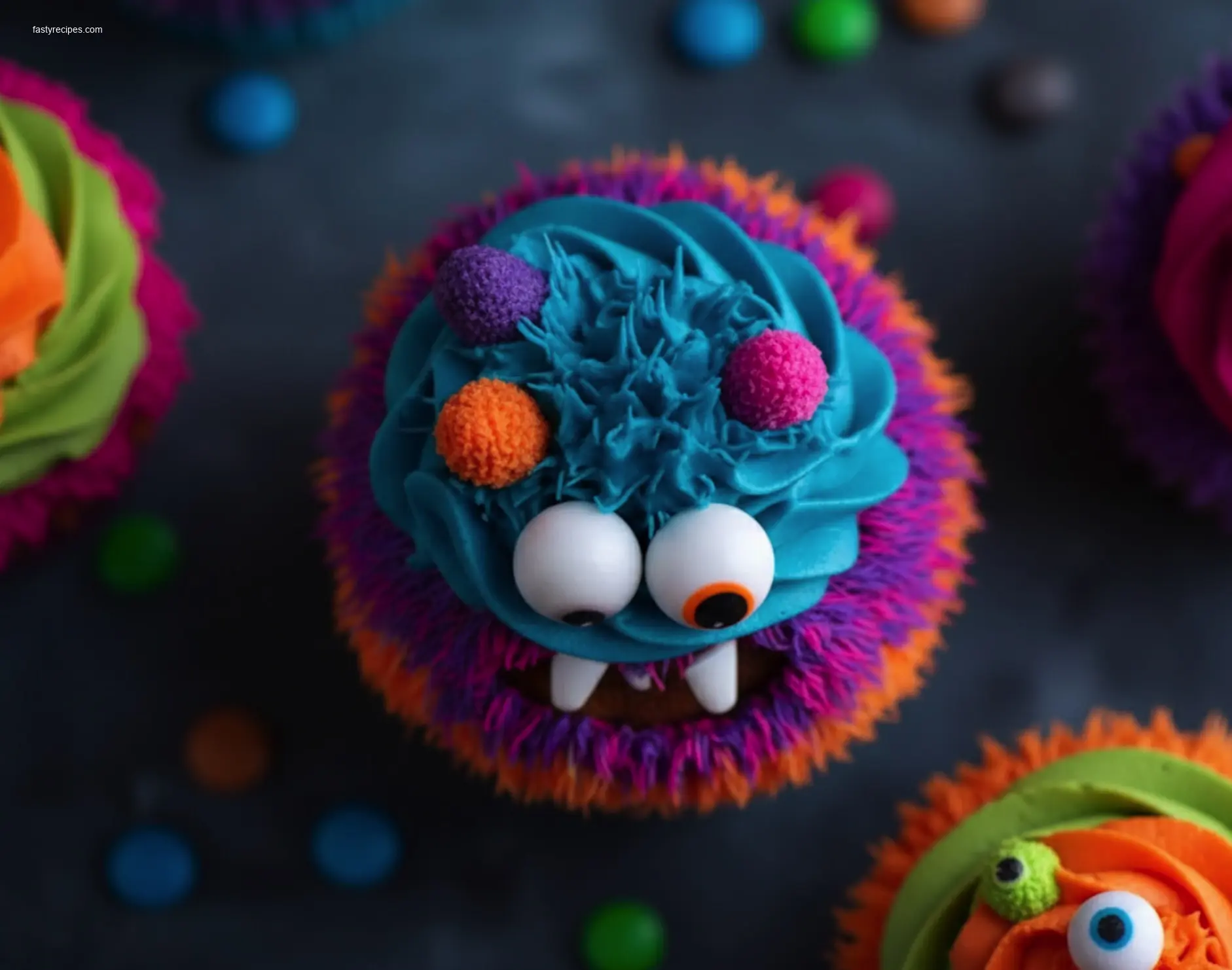 Monster cupcake Halloween table view