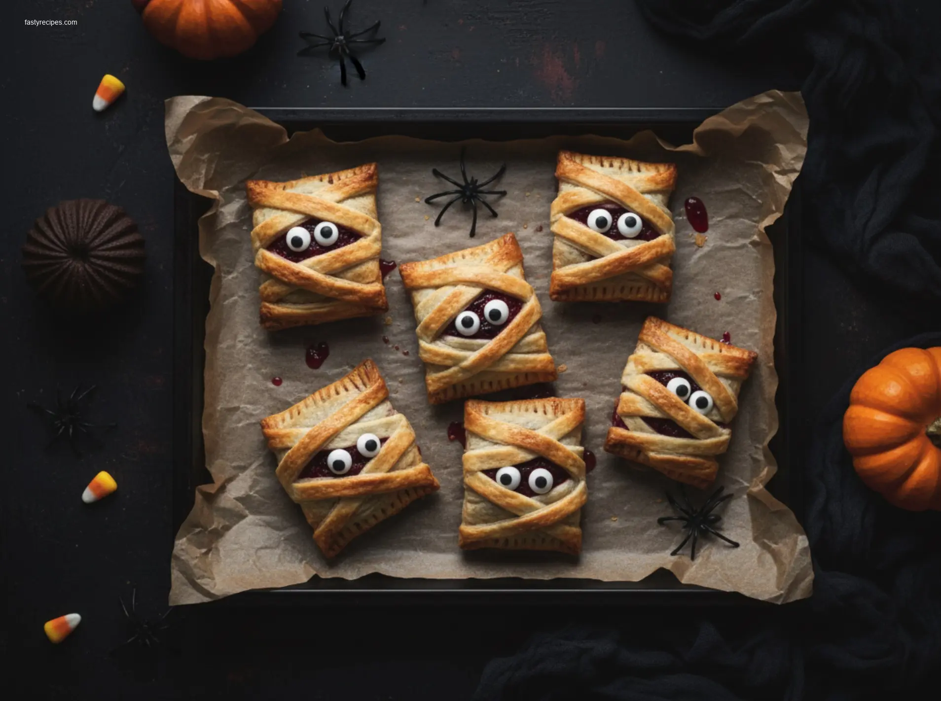 Delicious Mummy Cherry Pie on white marble