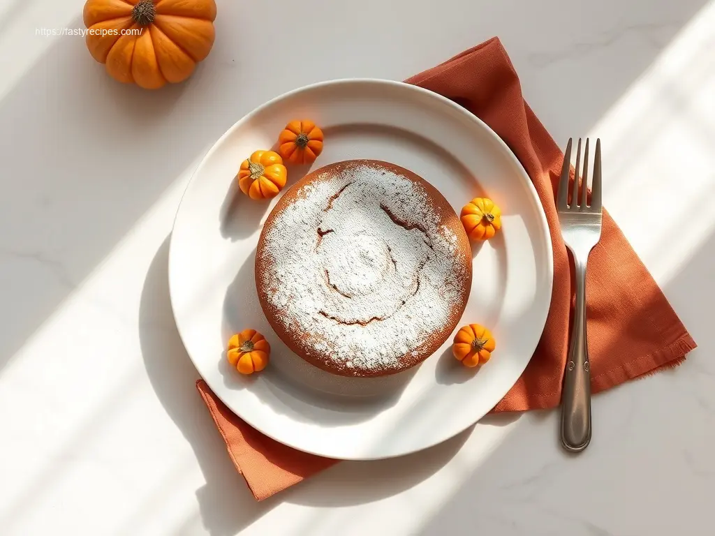 Delicious 3-ingredient pumpkin spice cake on marble table