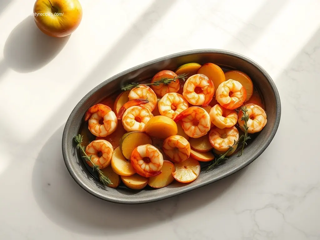 Delicious shrimp and apple cider glaze sheet pan dinner