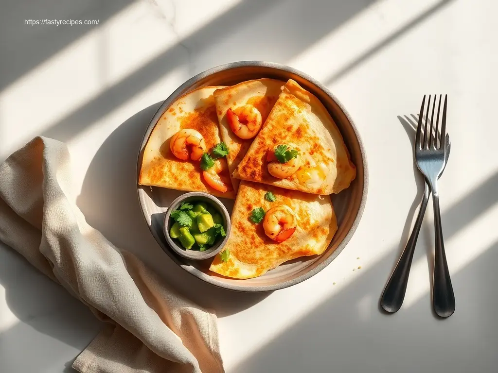 Delicious Shrimp Quesadillas with fresh Avocado Salsa