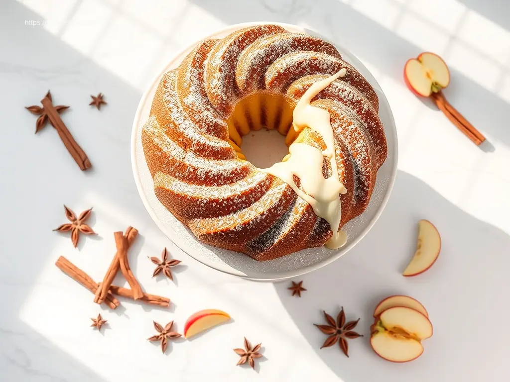 Delicious Spiced Apple Bundt Cake dusted with powdered sugar