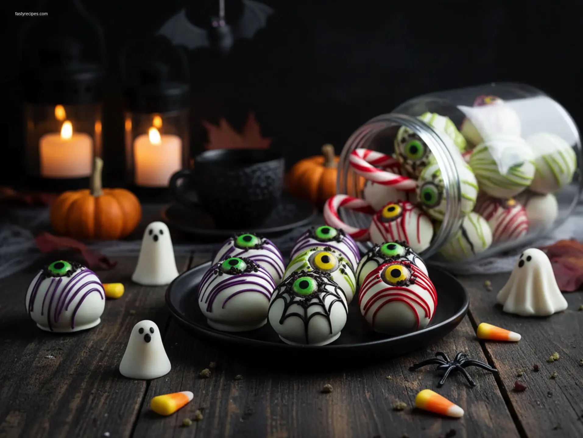 Halloween Spooky Oreo Truffle Eyeballs on plate