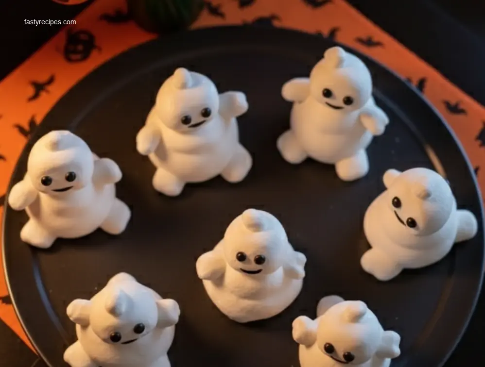 Ghostbusters Stay Puft marshmallows on ceramic plate