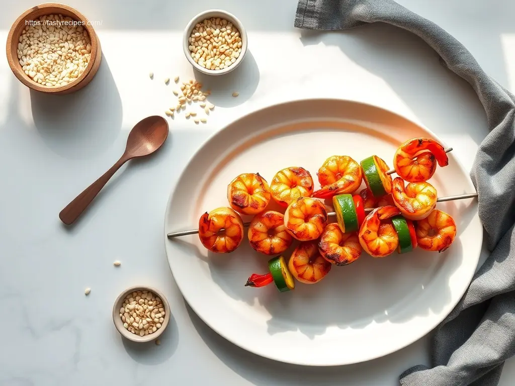 Teriyaki Shrimp and Veggie Kebabs: 7 Reasons You'll Love 'Em 2 Delicious teriyaki shrimp and veggie kebabs flatlay