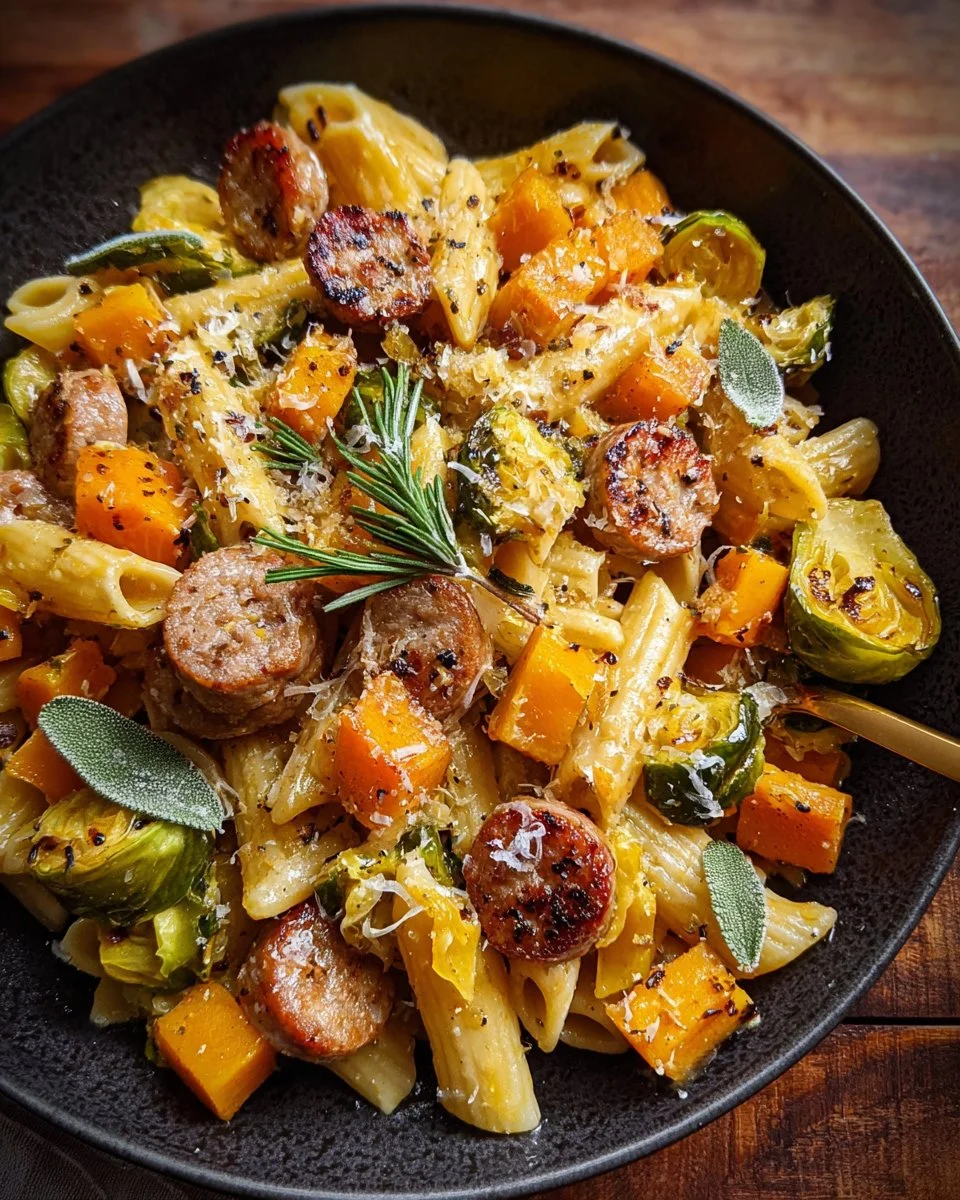 Autumn Sausage Pasta Squash: Amazing 25-Min Fall Favorite 1 Autumn Sausage Pasta Squash served on a plate with herbs.