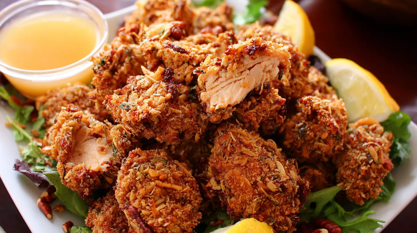 Assortment of chicken appetizers arranged for a party spread.