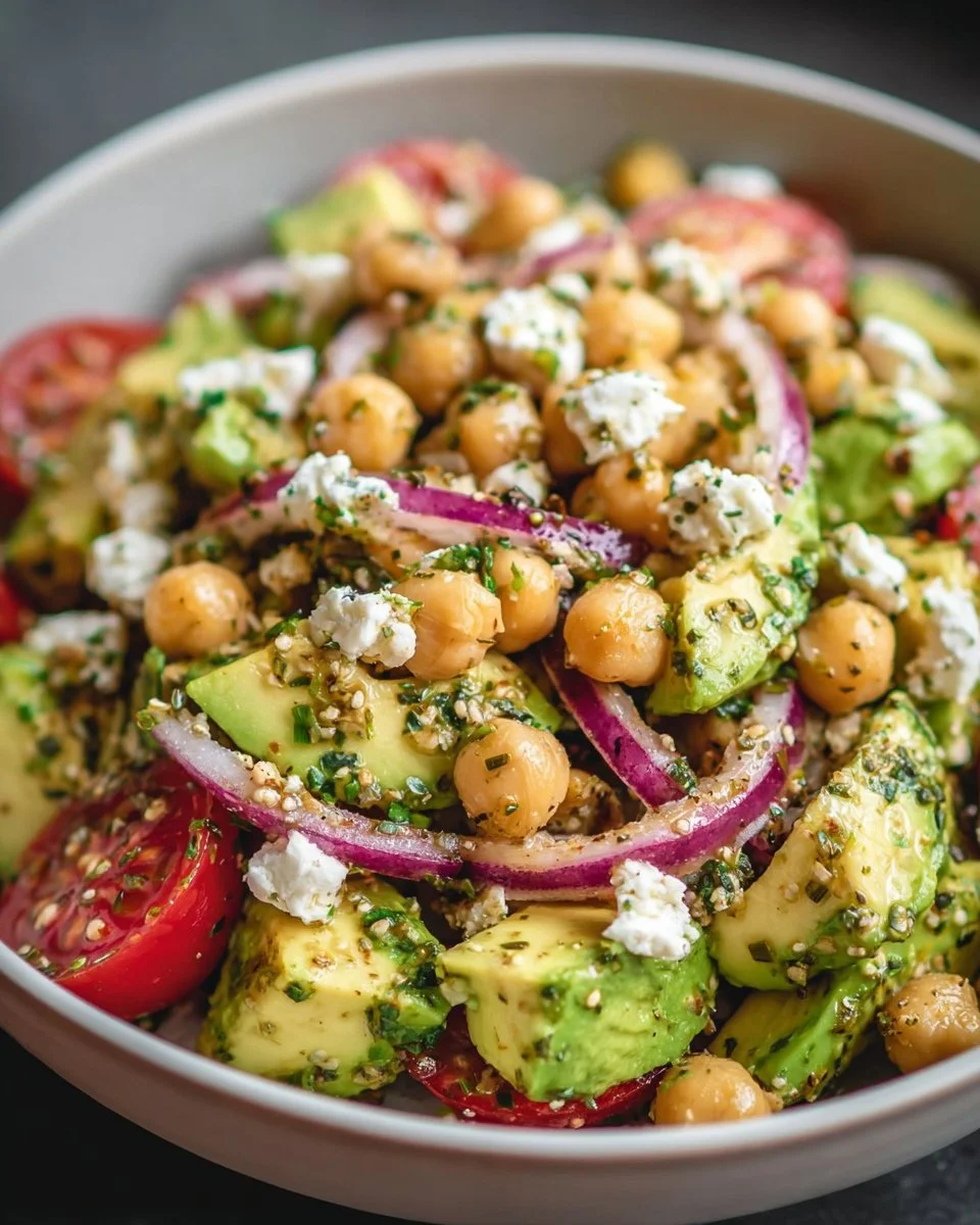 Chickpea Feta Avocado Salad 1 Chickpea Feta Avocado Salad with fresh ingredients
