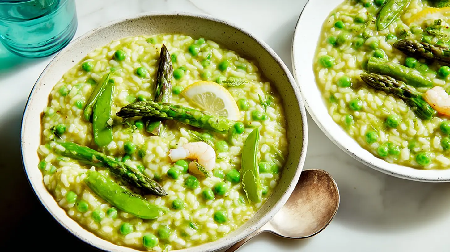 Spring Risotto: Why 1 Delicious Meal Awaits 2 A bowl of fresh spring risotto garnished with green herbs and vegetables.