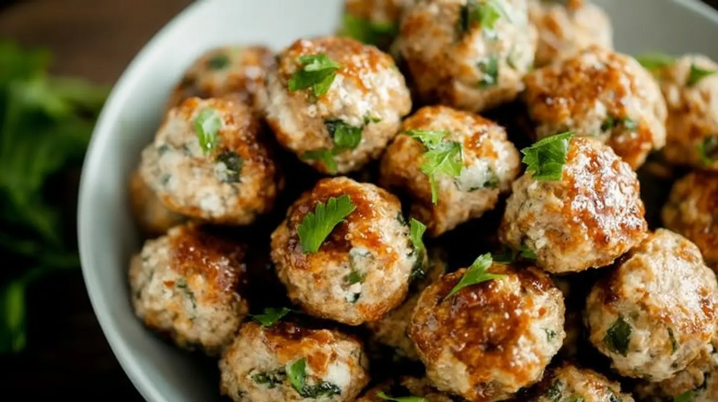 A serving of perfectly cooked ground turkey meatballs.