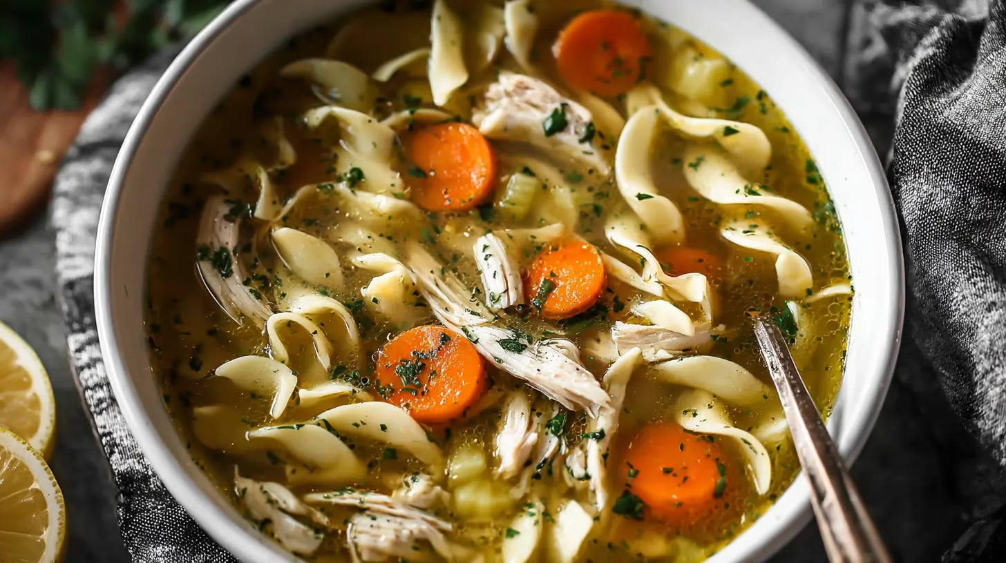 Chicken Noodle Soup Homemade: How 1 Pot Changes Everything 2 A steaming bowl of homemade chicken noodle soup with fresh parsley.