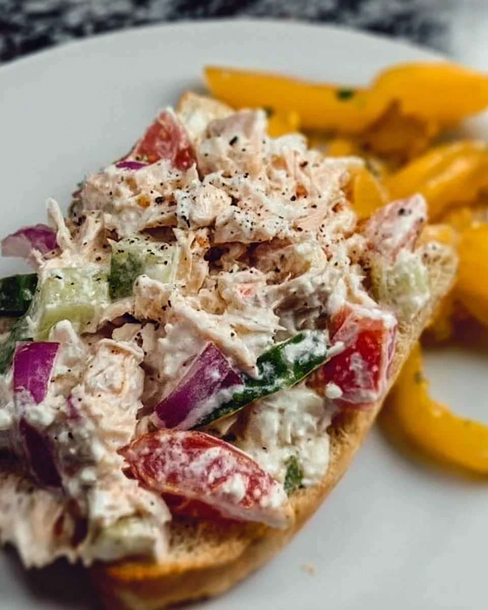 Italian Grinder Chicken Salad 1 Bowl of Italian Grinder Chicken Salad showing delicious ingredients