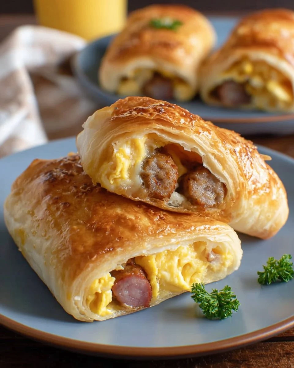 Sausage Egg Breakfast Roll-Ups – Quick & Easy Morning Treat! - mommyplates 1 Sausage Egg Breakfast Roll-Ups served on a plate, perfect for a quick breakfast.