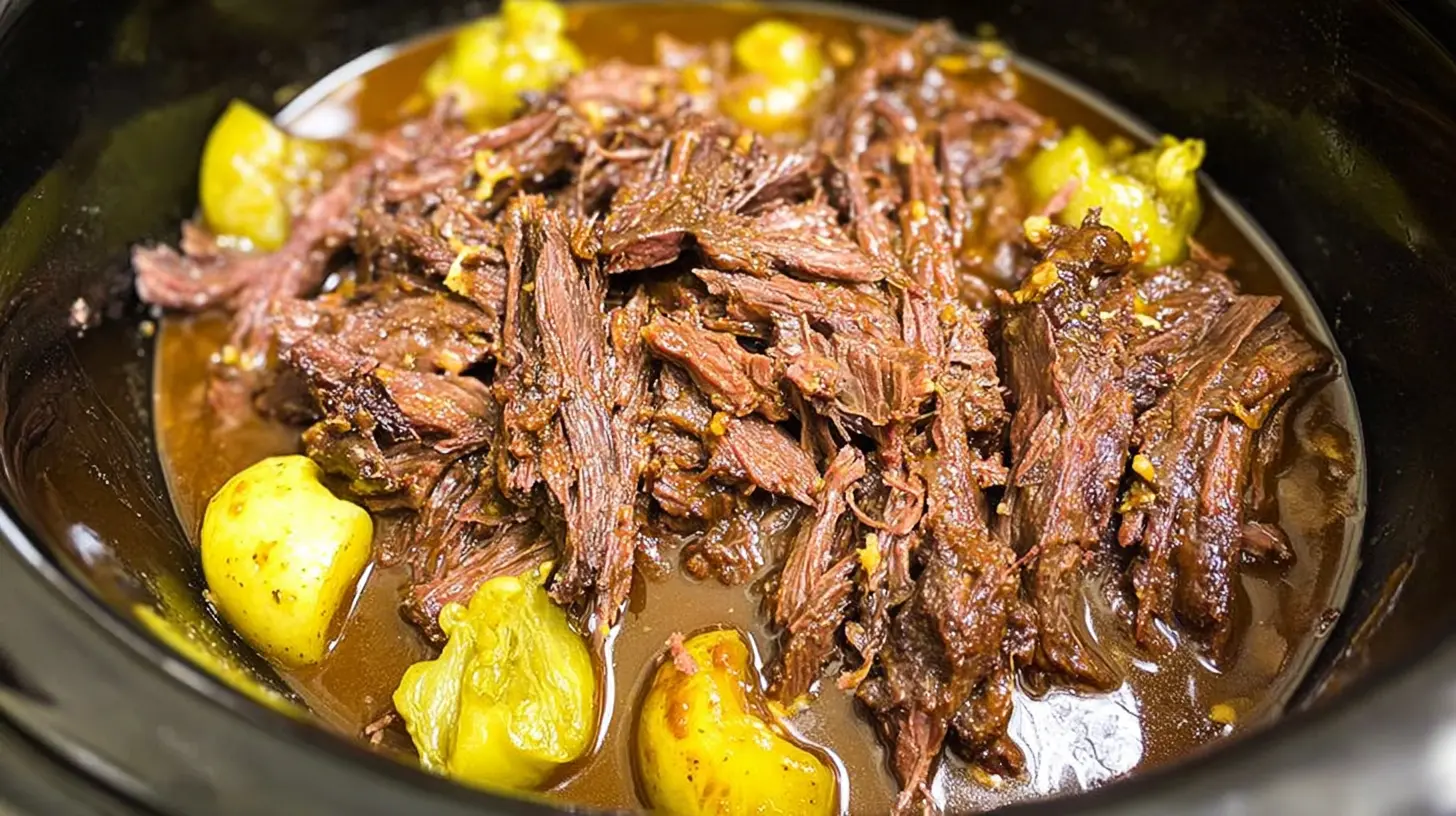 Mississippi Pot Roast Crockpot: 5 Easy Steps! 1 Tender Mississippi Pot Roast prepared in an electric slow cooker.