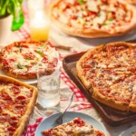 Friends enjoying a relaxed pizza night at home