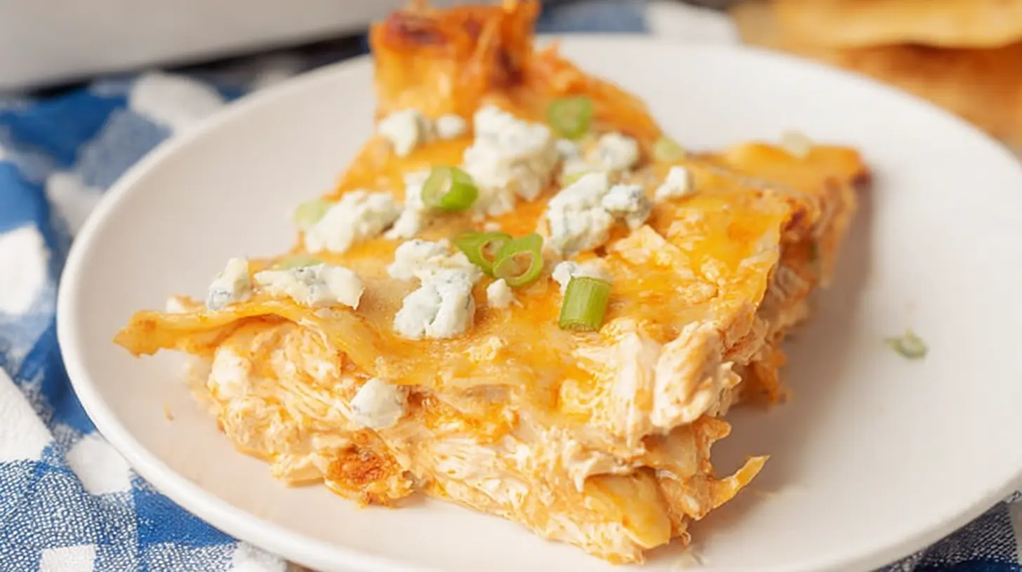 Cheesy Buffalo Ranch Chicken Lasagna: 7 Best Bites 2 A hot dish of cheesy buffalo ranch chicken lasagna with bubbly cheese and chicken