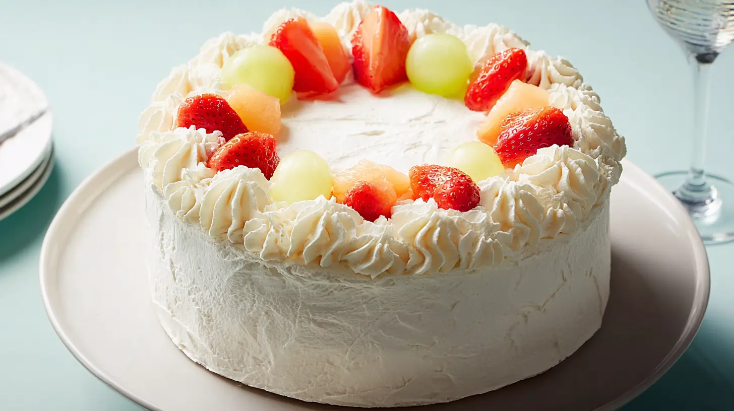 A delectable Chinese bakery-style whipped cream cake with delicate frosting