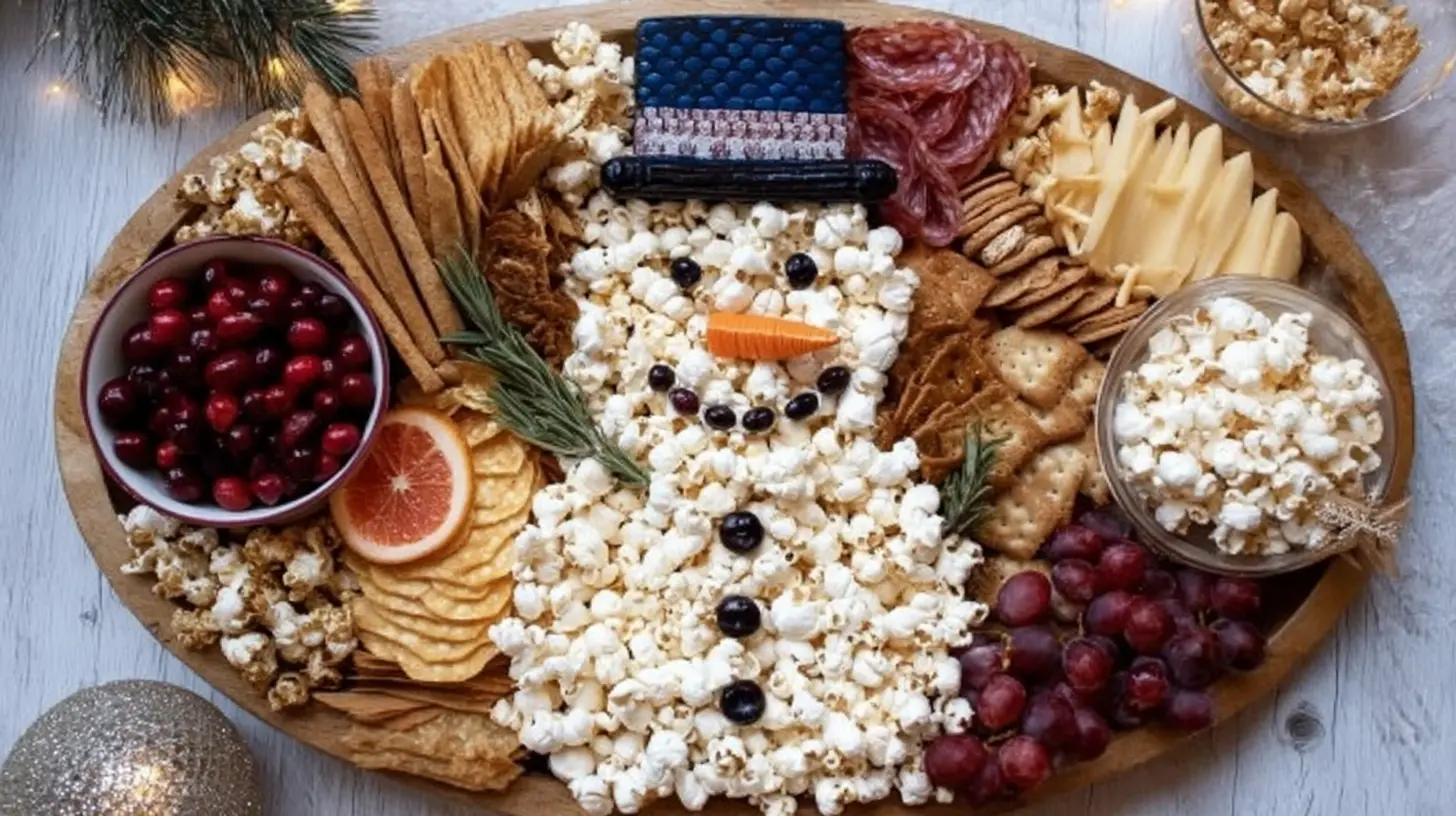 Various Christmas snacks arranged artfully for a holiday gathering.