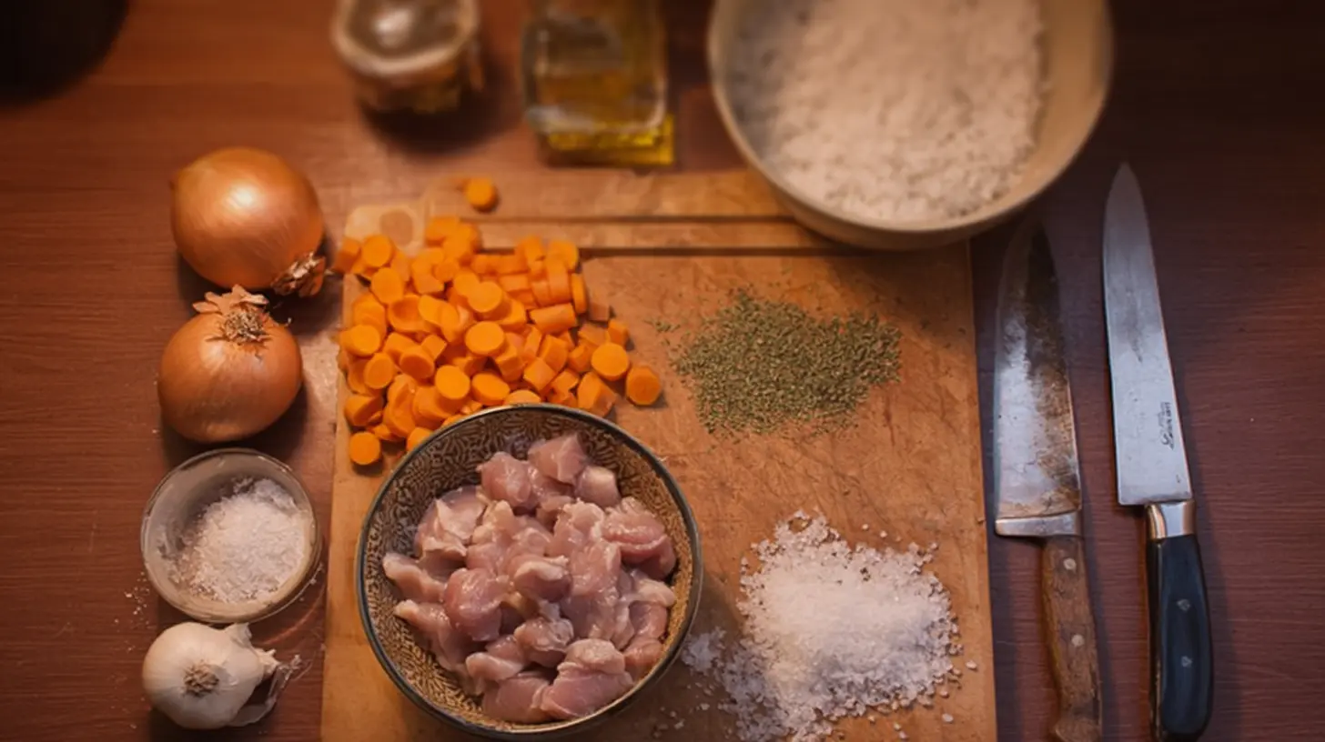 A close-up shot of hands actively cooking food in a vibrant kitchen setting