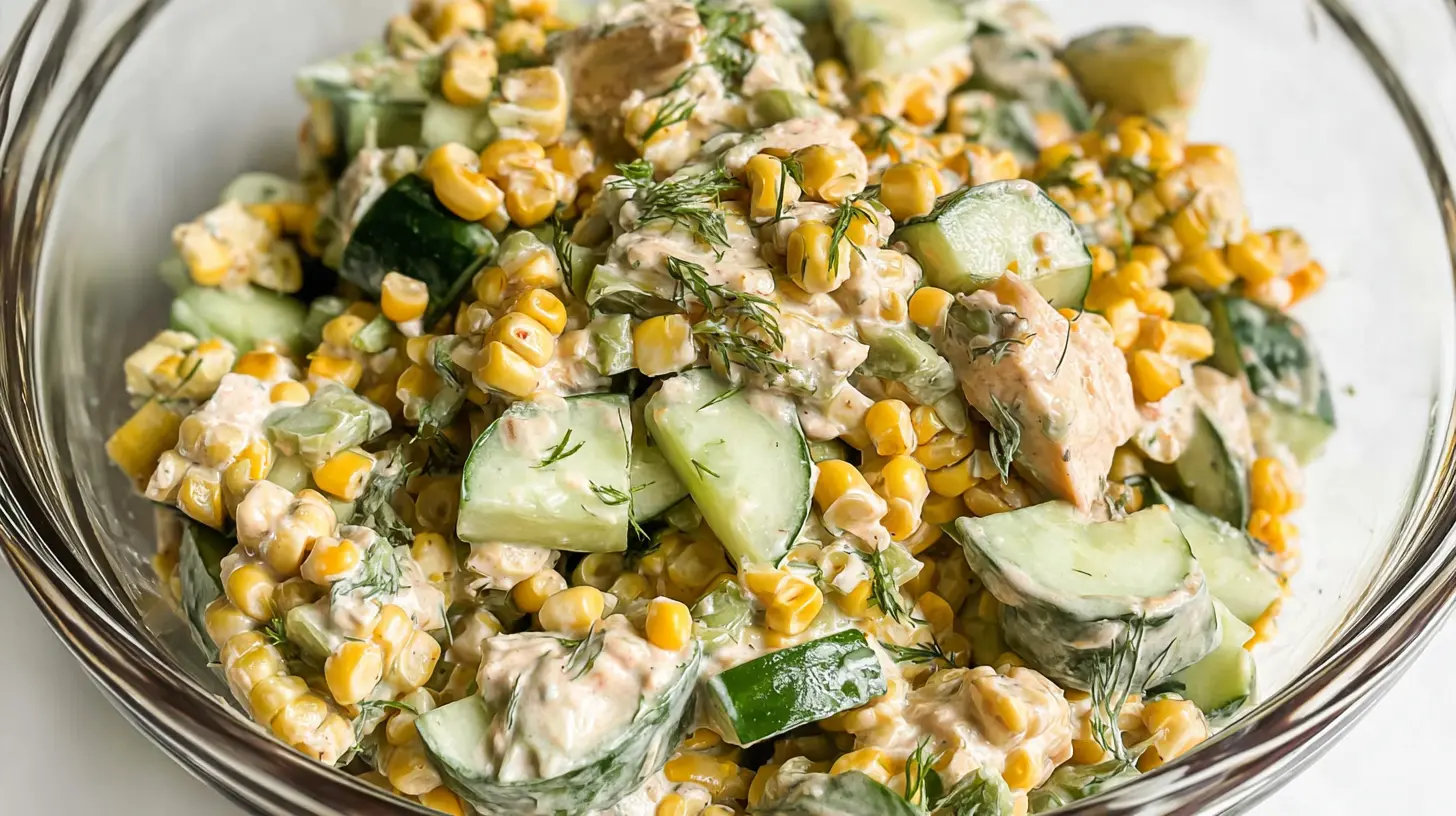 Street Corn Creamy Cucumber Salad: Top 5 Refreshing Bites 1 Creamy cucumber salad infused with street corn flavors, presented beautifully.