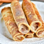 Golden-brown crispy keto cinnamon cream cheese roll-ups on a plate