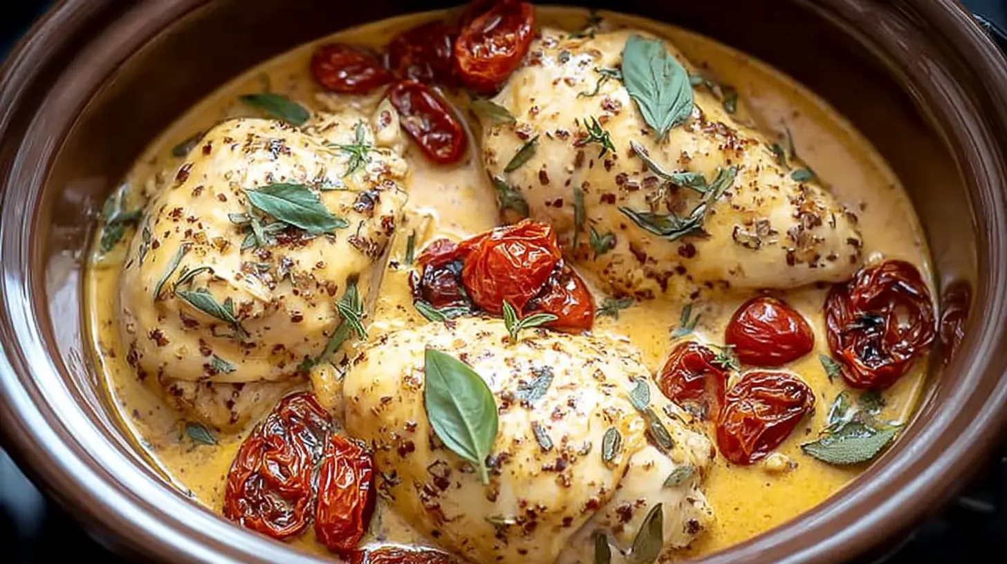 A serving of creamy crockpot marry me chicken