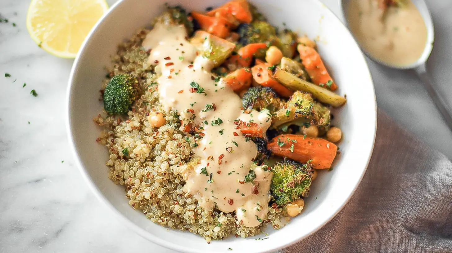 Vegan Dinner Recipes Gluten Free: 9 Simple Steps 1 A close-up of a plated vegan and gluten-free dinner, showcasing vibrant vegetables and plant-based protein.