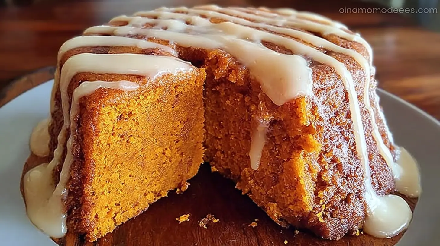 Sweet Potato Honeybun Cake: Why It's 1-of-a-Kind 1 Close-up of a moist sweet potato honeybun cake with icing.