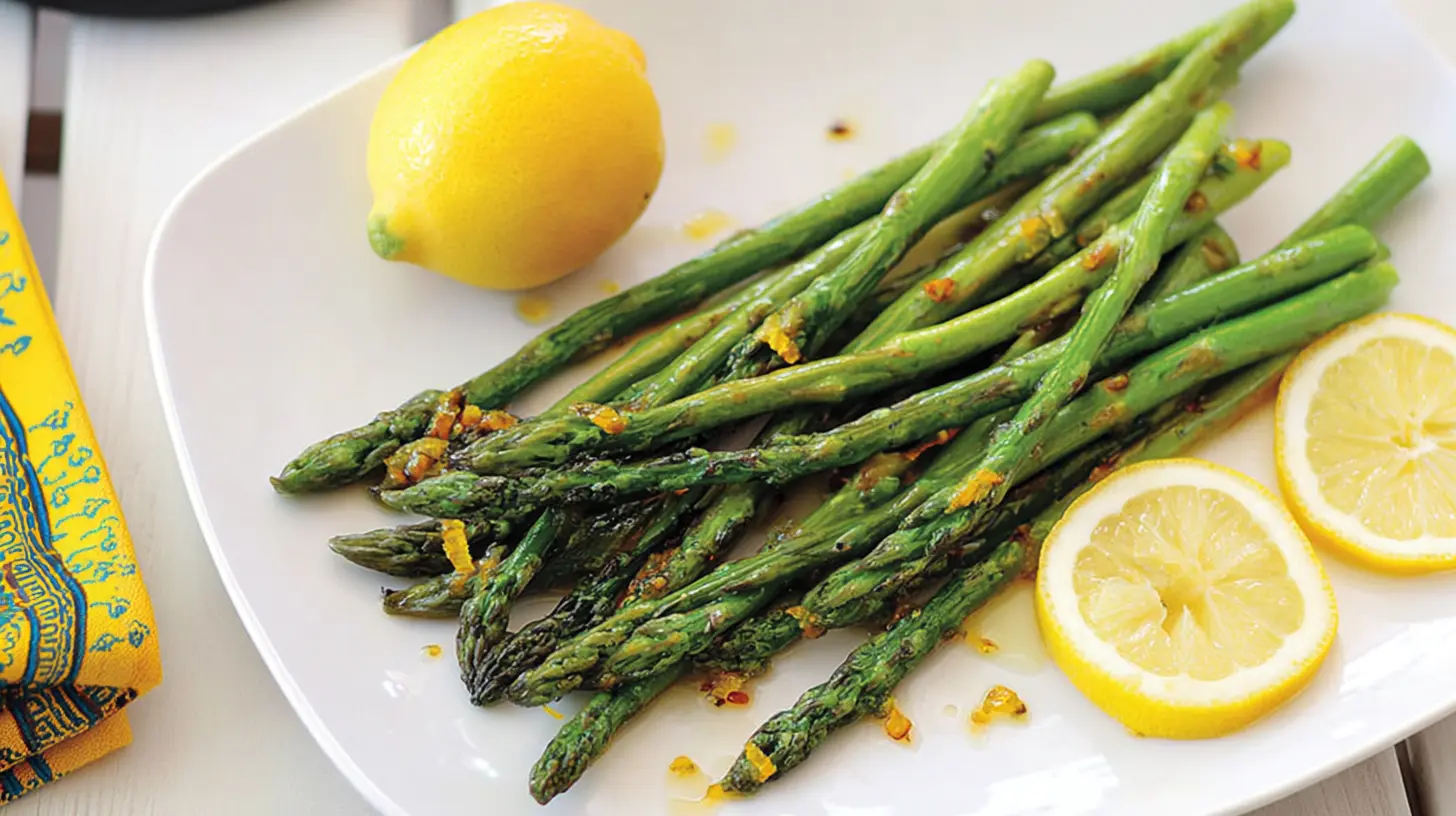 Lemony Asparagus: Best 10 Pairings 1 Crisp lemony asparagus spears garnished with fresh lemon zest.