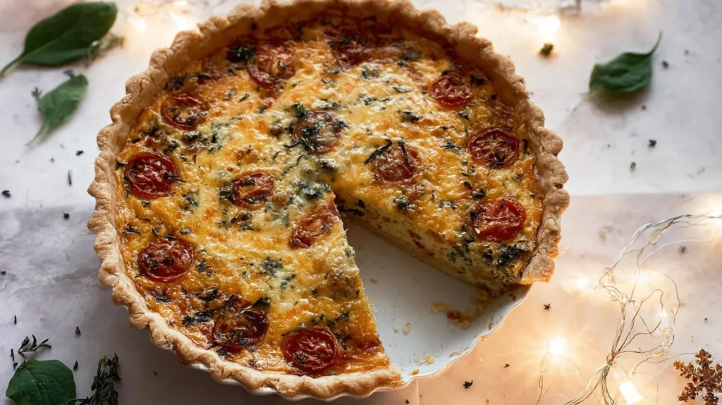 A delectable Best Christmas Quiche, showcasing its flaky pastry and vibrant filling.