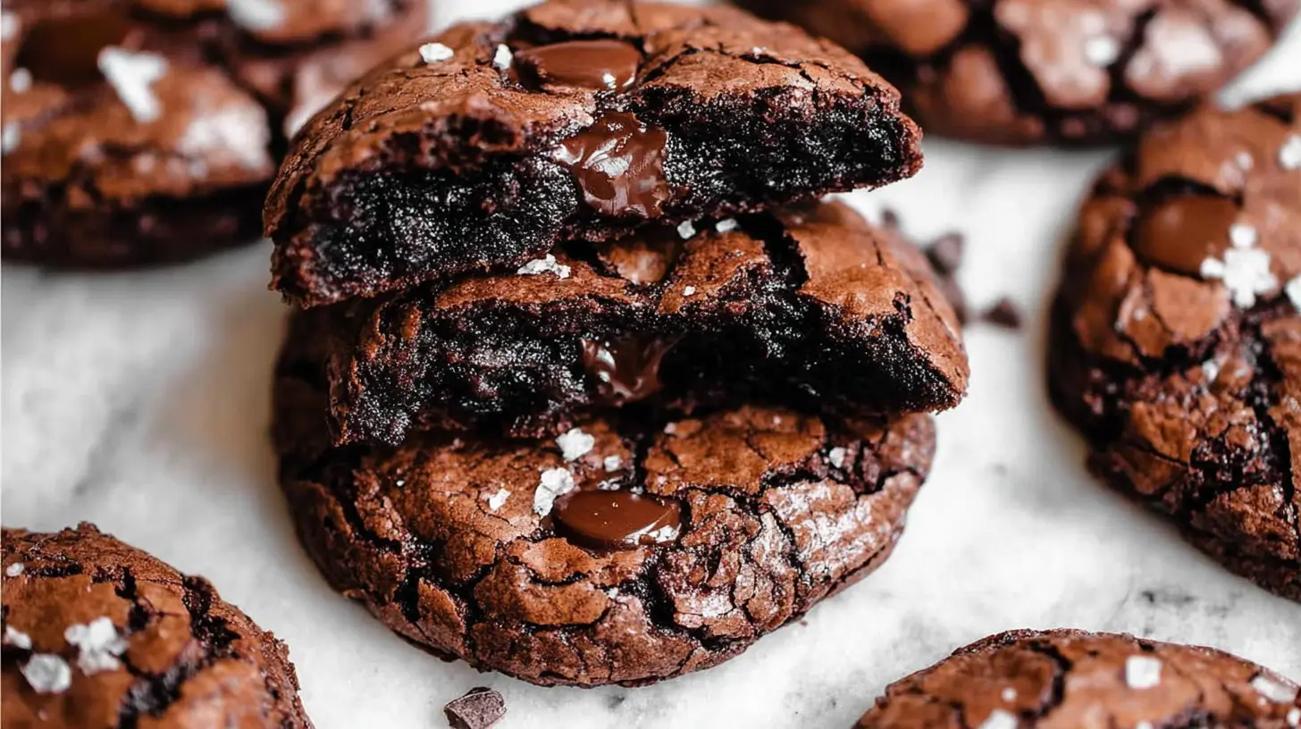 A close-up shot of the best fudgy chewy brookies, showcasing their rich texture