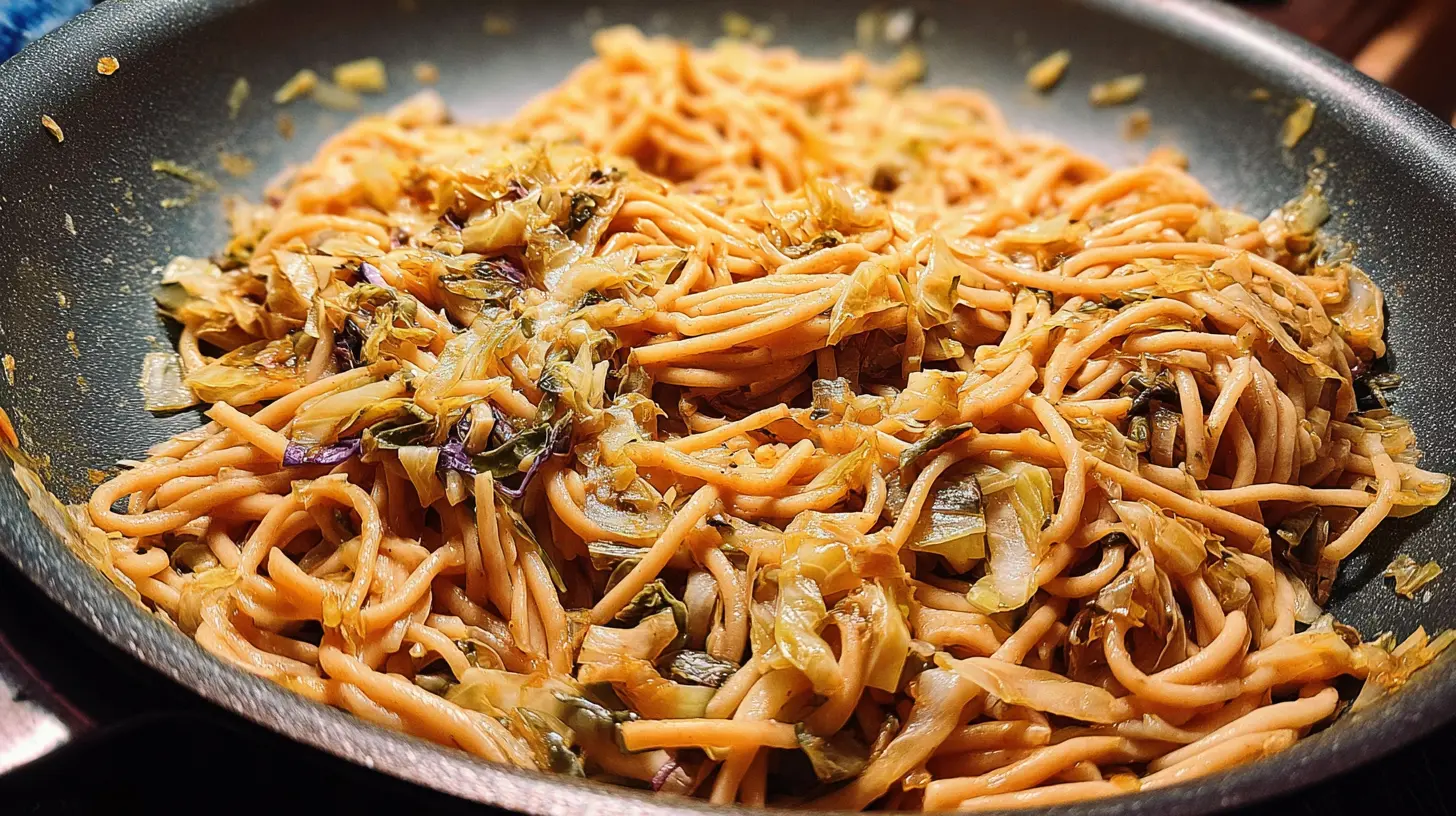 Creamy Caramelized Cabbage Pasta: Why 1 Spoonful? 1 Close-up of creamy caramelized cabbage pasta with fresh herbs.