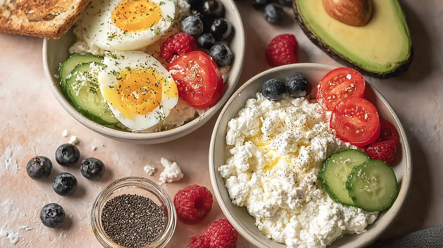A simple cottage cheese breakfast bowl with fresh berries.
